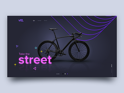 vtt. n°2 adobe xd bicycle bike clean concept curve dark flat homepage line minimal purple ride ui website