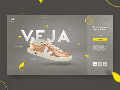 Veja adobe xd concept gold homepage minimal shoes sneakers typography ui ux veja yellow