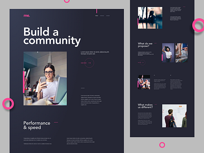 Build a community adobe xd concept dark dark ui flat homepage minimal pink ui ux webdesign