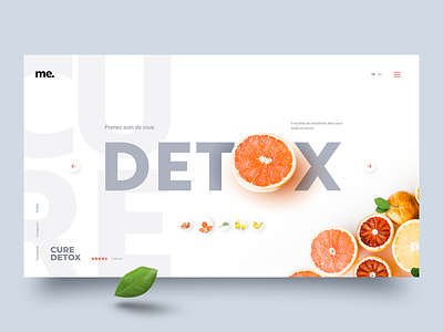 Detox adobe xd concept detox fruit grapefruit green healthy leef minimal orange typography ui ux website