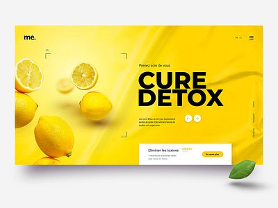 Detox n°3 adobe xd clean concept detox fruit gold green healthcare healthy homepage leaf minimal typography ui ux webdesign website yellow