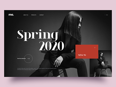 Spring 2020 adobe xd black black white dark dark ui fashion homepage minimal red spring typography ui ux webdesign