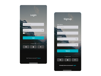 Login / Signup Screen app design ui ux