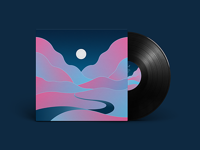 A Larga Distancia (LP) art direction chile electronic gradient graphic design illustration mountains music record vinyl