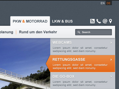 motorway company website navigation webdesign website