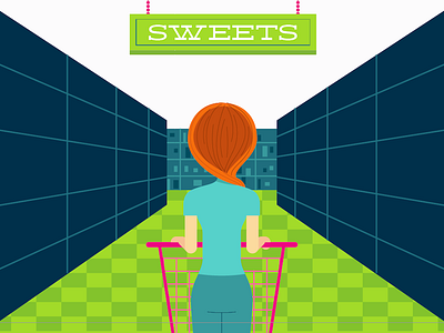 Sweet Aisle girl grocery illustration