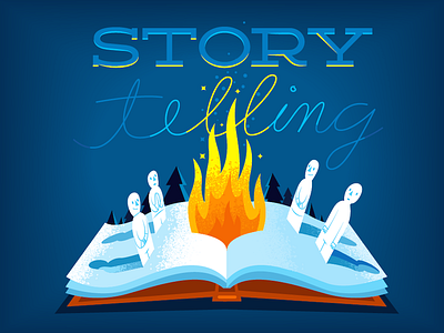 Storytelling book fire illustration pop up