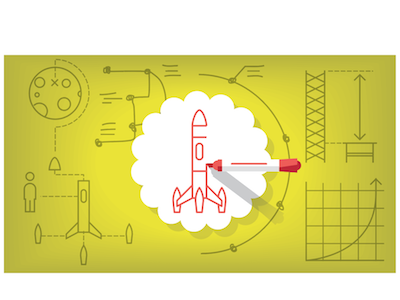 Live Sketching Spot graphs lines rocket sketch space