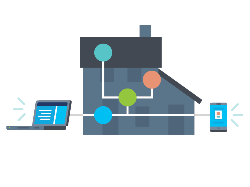 Smart home ui design logo phone laptop technology tech smart house icons infographic vector illustration