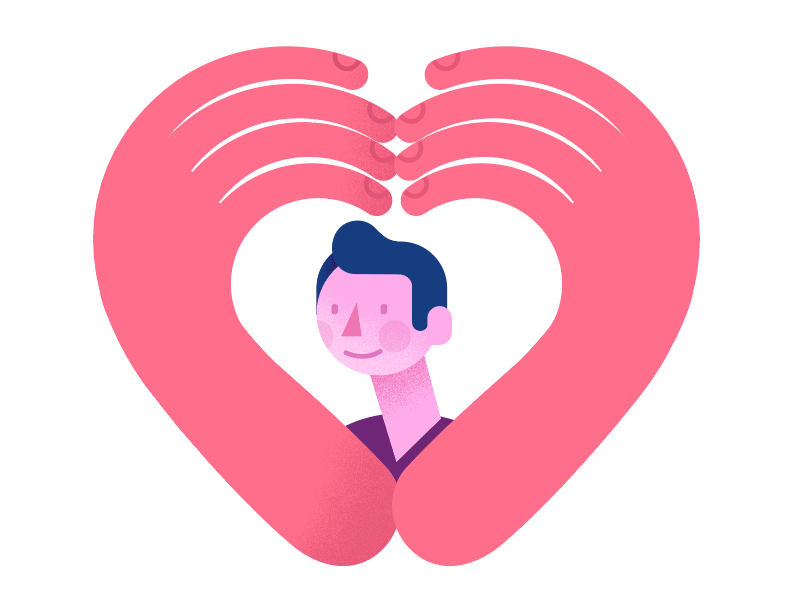 Well-being man person health heart hands icons infographic people vector illustration