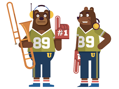 Number 1 Fan animal band bear character fan headphones illustration music person trumpet vector