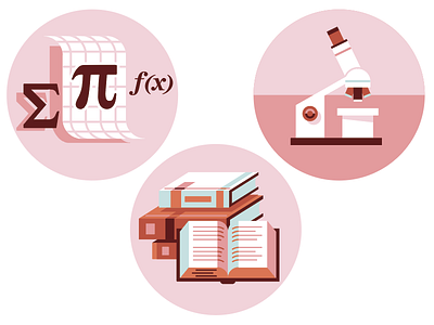 Education Icons: Math, Science, ELA books education icons math microscope pie reading science vector