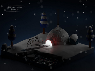 Igloo Isometric Night Version 3d Render