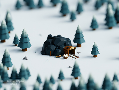 Mine Cave Isometric 3d 3d illlustration 3d render cave chunk crystals design forest illustration isometric low poly mine stone