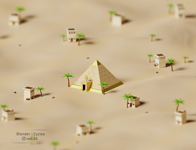 Pyramid Isometric 3d 3d illlustration 3d render desert illustration isometric landscape low poly palm pyramid sand