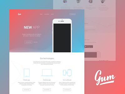 New template for GUM android landing buy landing create landing html builder ios landing landing landing page landing page creator landing set page builder product landing product site