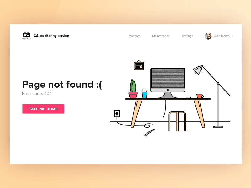 CA Technologies 404 page 404 clean corporate design not found ui ux web