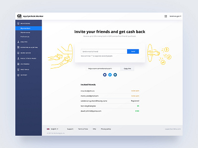 CA Technologies. Referral program. blue clean design invite ui ux web white