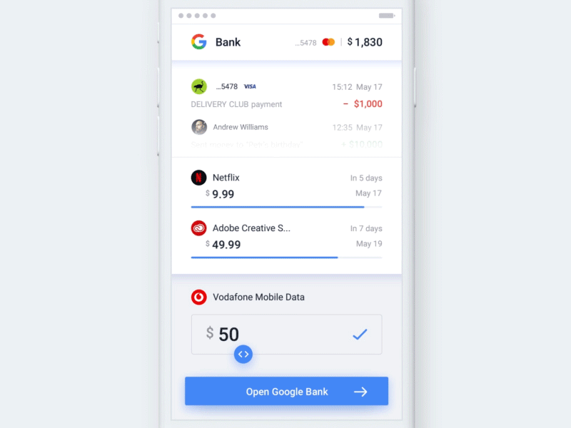 Google Bank touch id concept 💵🔐 animation clean concept design ios login motion ui ux