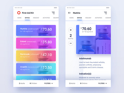 🚑 First Aid Kit aid animation app card gradient interaction ios material medicine shop ui ux