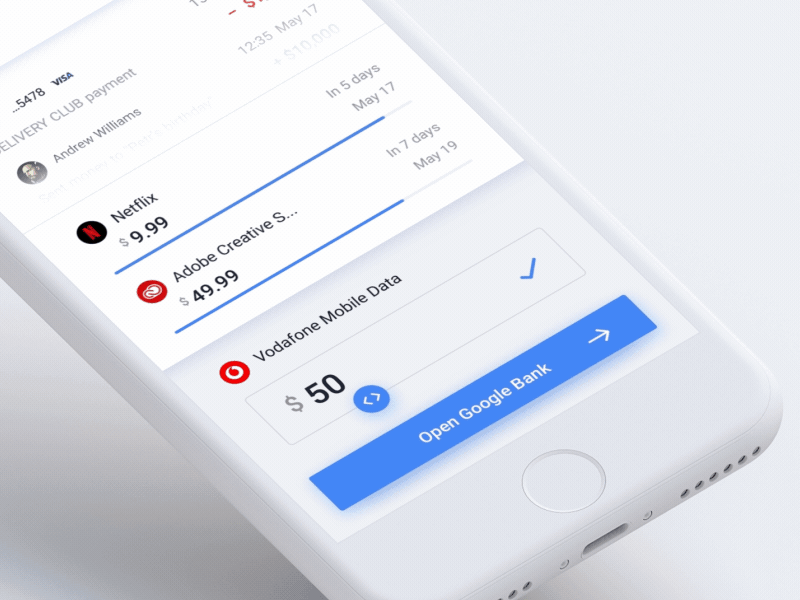 Google Bank Transfers Concept 💵🔐 animation bank card clean design ios transfer ui ux white