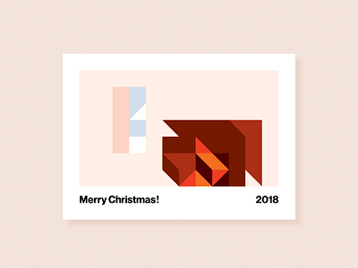 Christmas Cards 2018: Fireplace card christmas holidays illustration postcard