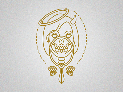 Reflection - Personal Project face illustration mirror outline simple skull