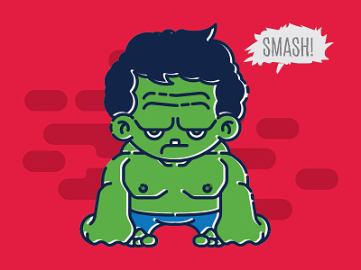 Tiny Hulk Smash character comic hulk illustration line line illustration vector