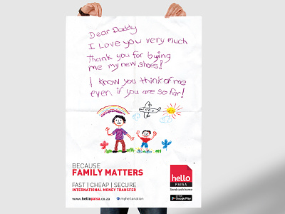 Because Family Matters - From the letters of a child Campaign advertising art billboard design drawing graphic design marketing paper pastels poster