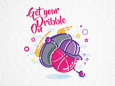 Get your dribble on ball cap color colour dribble fun illustration line mbe skateboard vector