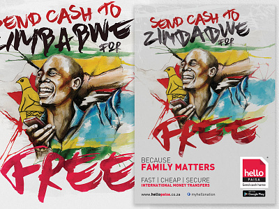 Hello Paisa Free to Zimbabwe Illustration advertising free graphic design illustration watercolor watercolour zimbabwe