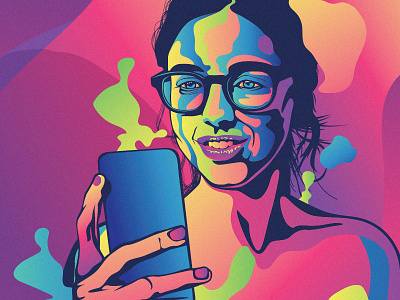 Lady illustration for mobile Usability testing app bright color colorful illustraion illustrator mobile usability vector woman