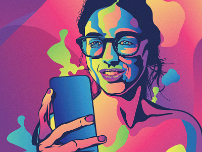 Lady illustration for mobile Usability testing