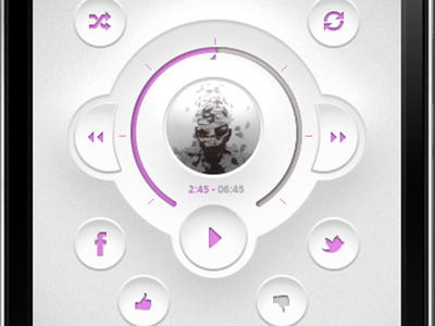 Music Player iPhone app app buttons ihone interface like music pink player social ui white