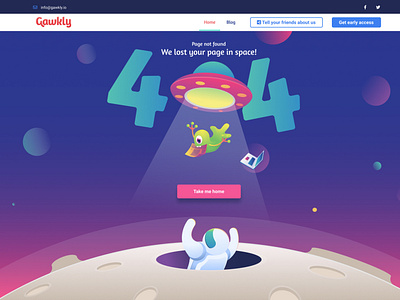 Gawkly 404 Page not found design 404 error 404page alien gawkly illustraion page not found spaceship ui vector website