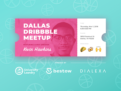 Dallas Dribbble Meetup Nov. 1! dallas dribbble meetup meetups pink ticket