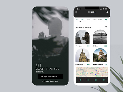 Hue. Art History and Museum App app design graphic design illustration ui ux