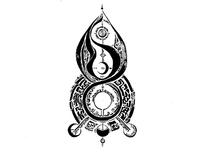 The flame of Manipura asemic blackwhite calligraphy design graphic illustration writing