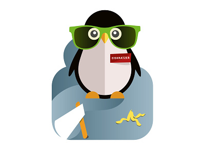 Penguin with Glasses and Banana Peel. illustration