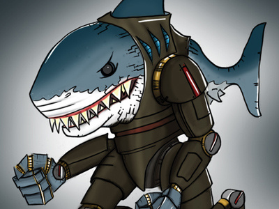 Cinnamon the Shark design illustration photoshop robots shark
