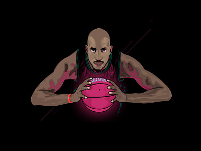 Kevin Garnett art ball basketball dark dribbble illustration light player vector