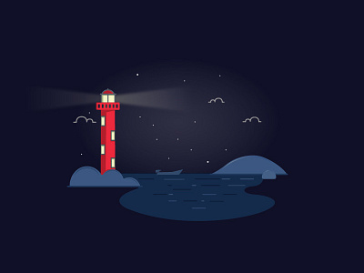 L I G H T H O U S E art dark gradient illustration light lighthouse night reflection vector water winter