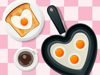 Fried Eggs breakfast color cute food illustration pastel vector yummy