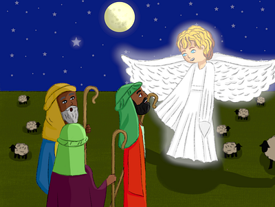 The Shepherds and the Messenger Angel illustration