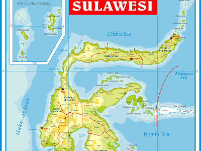 Sulawesi map design administrative map art atlas banner branding city map design flat graphic design illustration map design map tracing maps poster region map tourism travel vector wallpaper