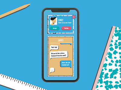 Messages app book character chat frames illustration message office phone ruler school shadow text texture vector windows