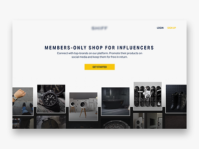 Influencer Shop Landing Page black clean design clean ui landing page luxury minimal white