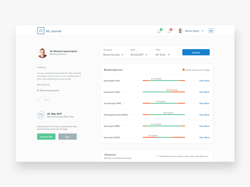 Medical Journal Dashboard minimal clean design dashboard ehealth medtech health medical