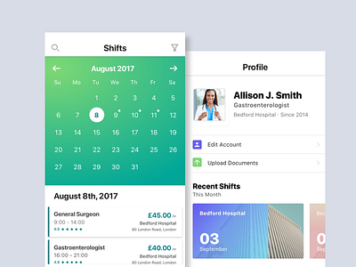 Medical App calendar clean design doctor ehealth health medical medtech minimalistic