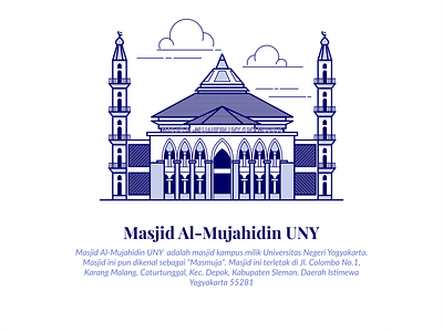 Masjid Al-Mujahidin UNY artwork buildings graphic design icon icon design illustration lineart mosque